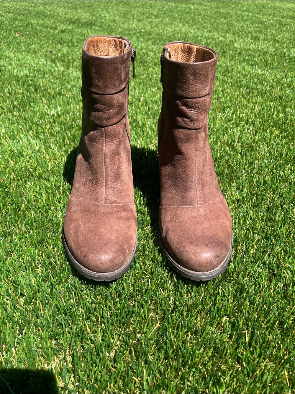 Clarks Brown Suede Ankle Booties with Side Zipper